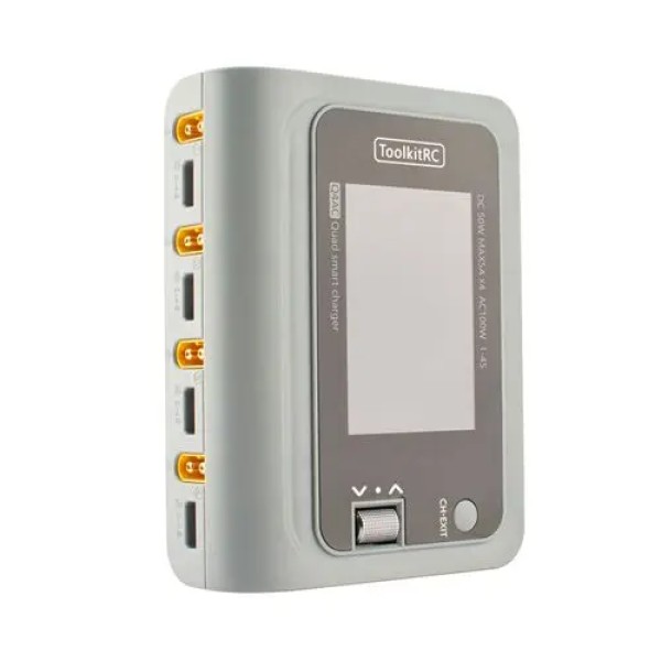 ToolkitRC Q4AC 4x50W 5A AC 100W 4 Port DC Smart Discharger Charger XT60 Optional for 1-4S Lipo Battery